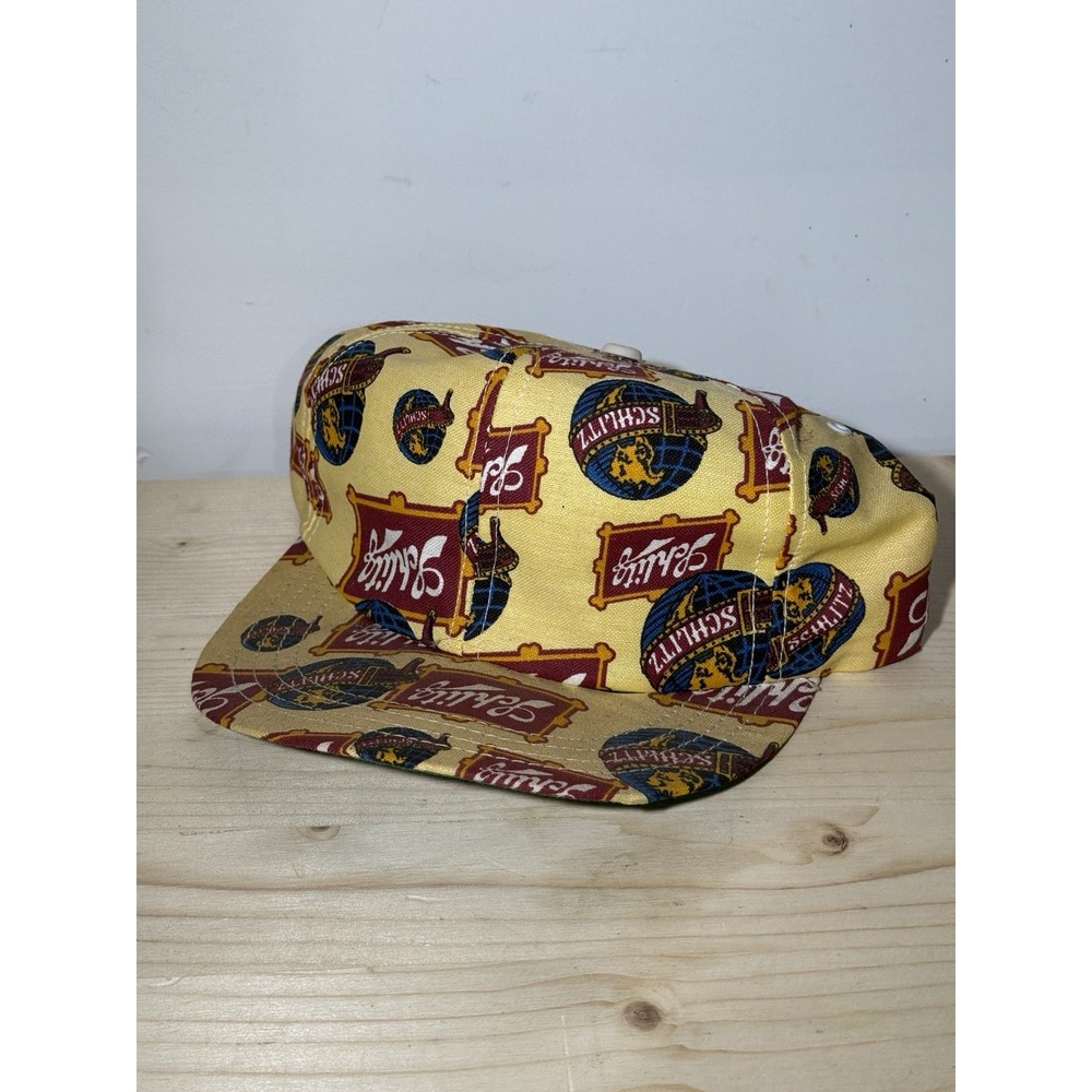 Vintage Schlitz Beer SnapBack Trucker Hat Size 7 1/4- 7 3/8 Rare All Over Print